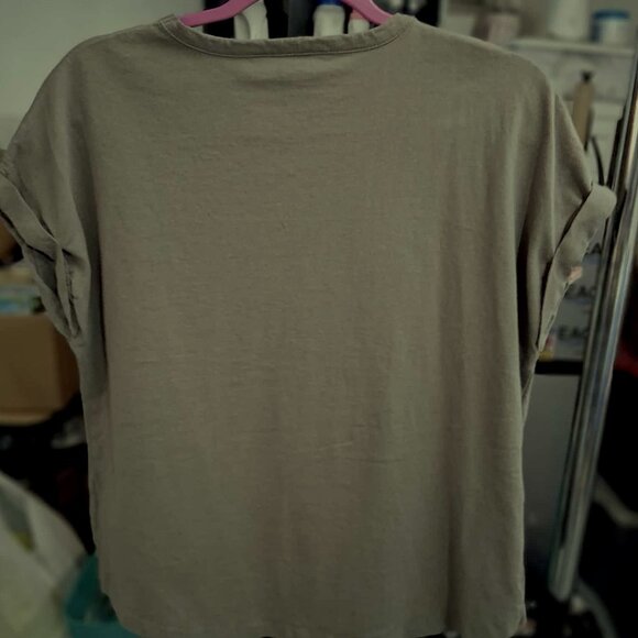 NEXT Brand Khaki Green Sparkle Sequin Stars 100% Cotton T-Shirt SIZE US 6 - Picture 7 of 10